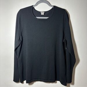 Chico’s Pullover Button Sleeve Lightweight Stretch Black Sweater XL